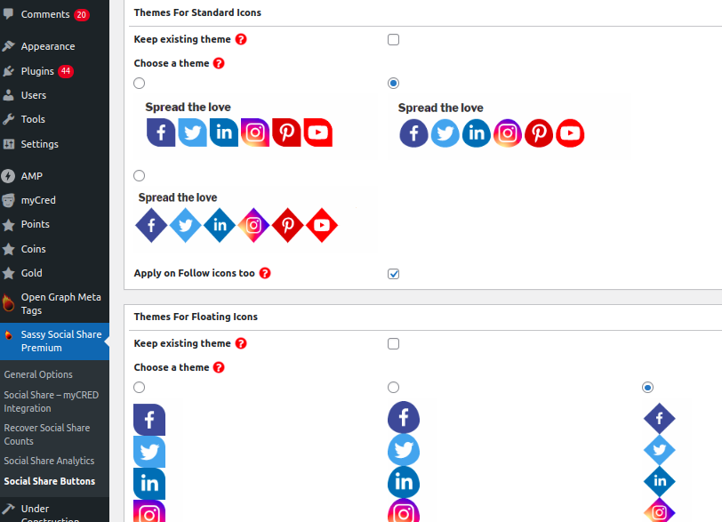 Sassy Social Share Premium Demo - Themes and Animations